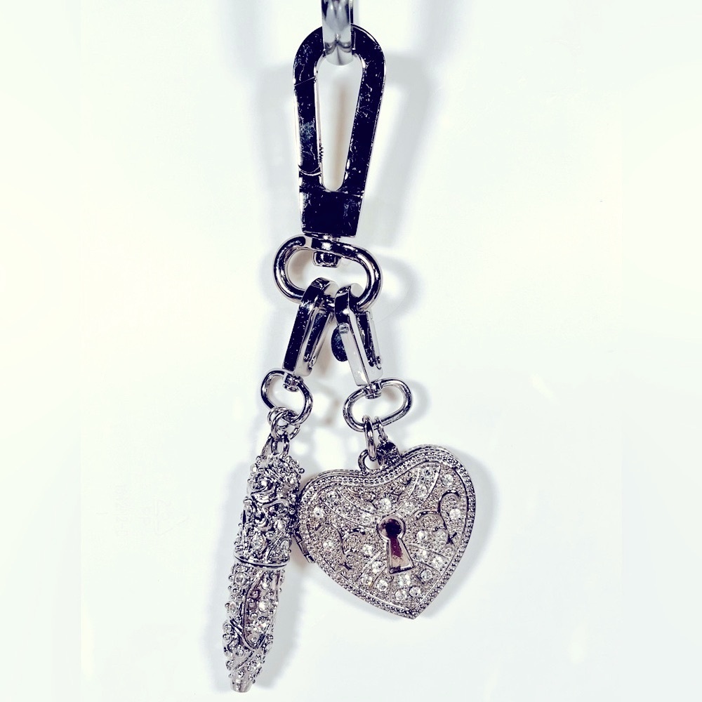 Joy Mangano Silver Bag Charm Keychain Accessory - Picture 1 of 11